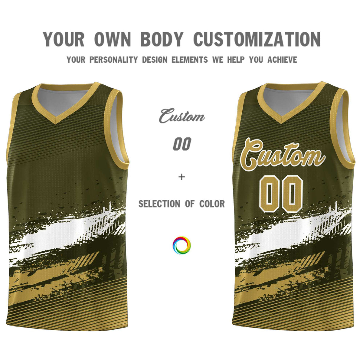 Custom Olive White and Khaki Graffiti Pattern Sports Uniform Basketball Jersey|KXKSHOP