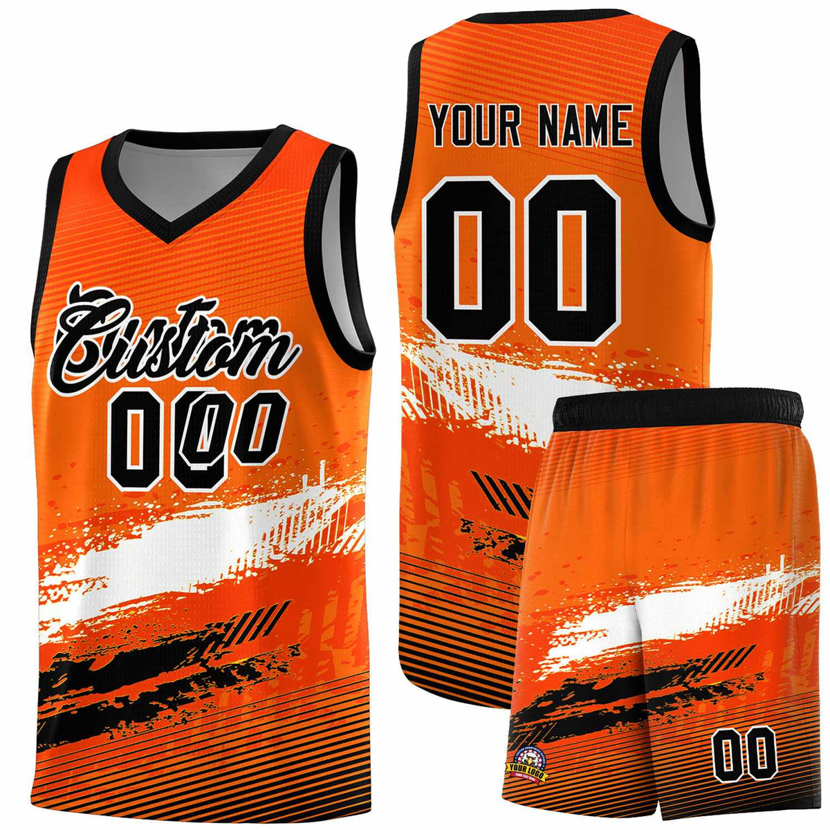 Custom Orange White and Black Graffiti Pattern Sports Uniform Basketball Jersey|KXKSHOP