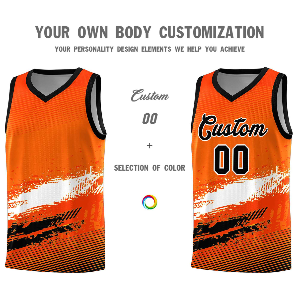 Custom Orange White and Black Graffiti Pattern Sports Uniform Basketball Jersey|KXKSHOP
