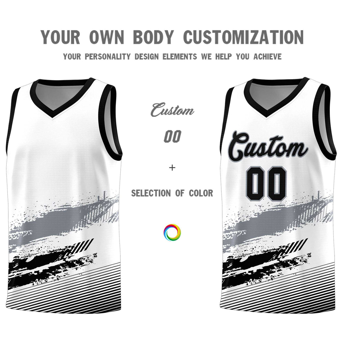 Custom White Gray and Black Graffiti Pattern Sports Uniform Basketball Jersey|KXKSHOP