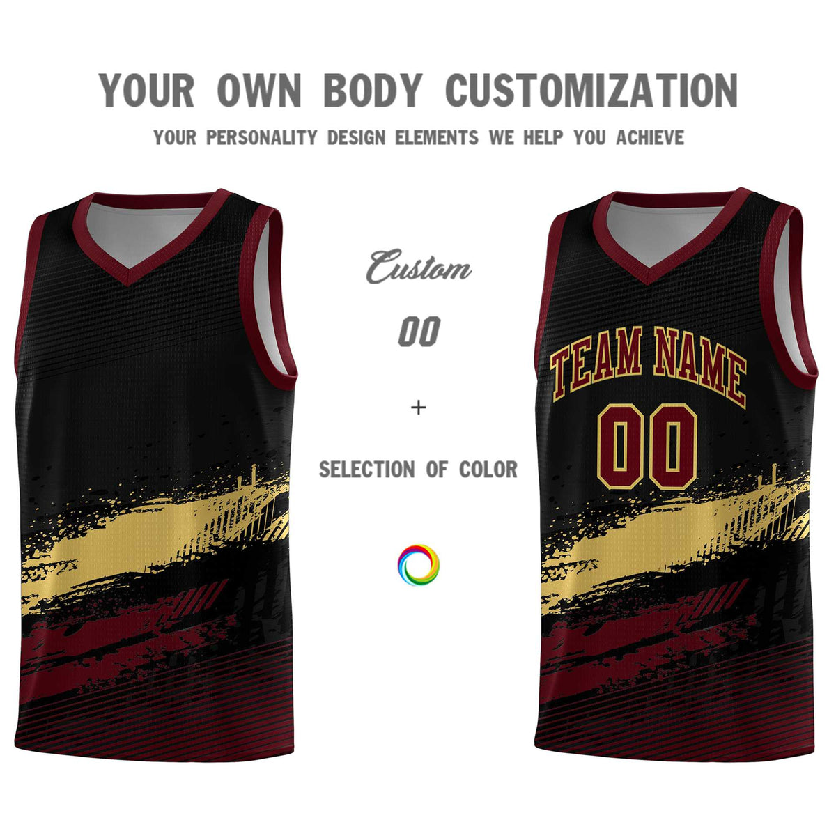 Custom Black Khaki and Red Graffiti Pattern Sports Uniform Basketball Jersey|KXKSHOP