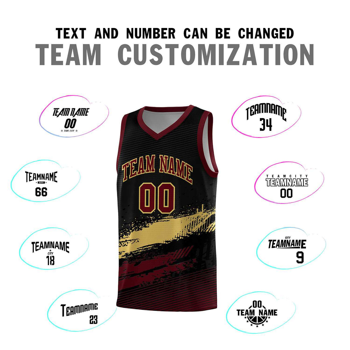 Custom Black Khaki and Red Graffiti Pattern Sports Uniform Basketball Jersey|KXKSHOP