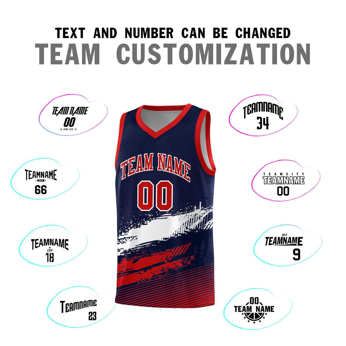Custom Navy White and Red Graffiti Pattern Sports Uniform Basketball Jersey|KXKSHOP