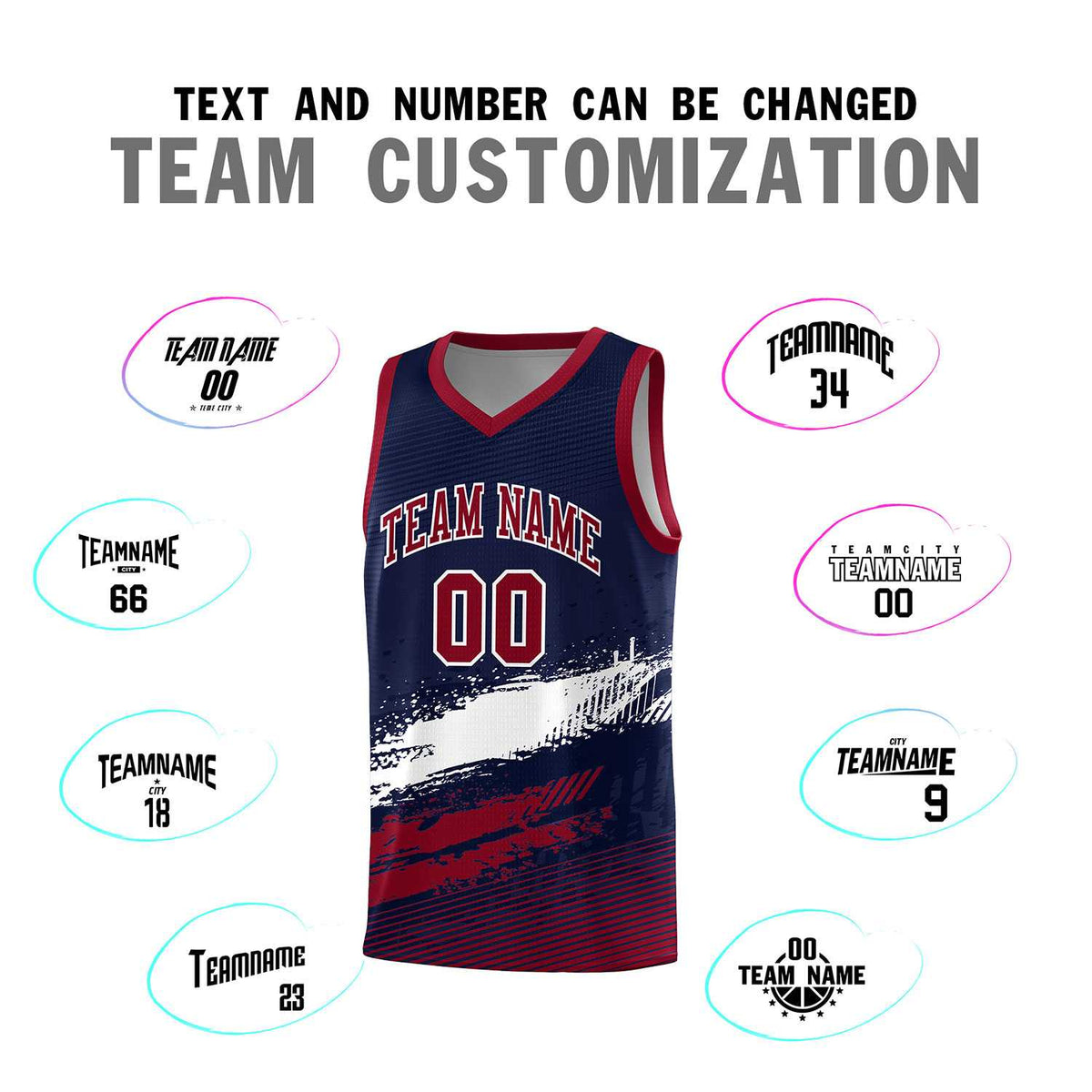 Custom Navy White and Crimson Graffiti Pattern Sports Uniform Basketball Jersey|KXKSHOP
