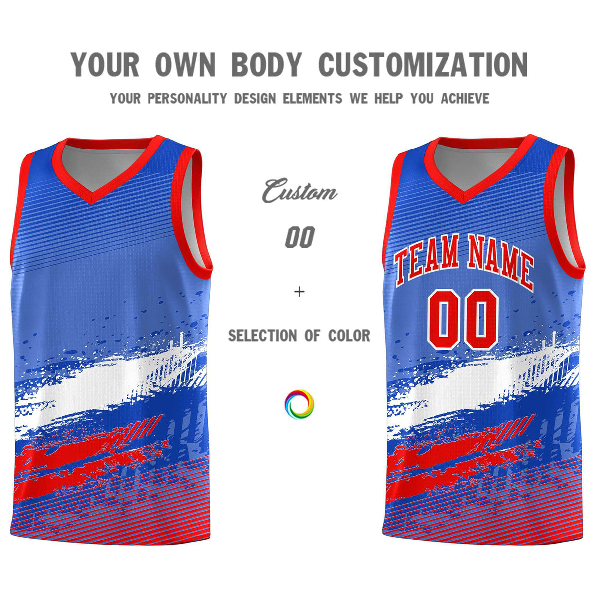 Custom Royal White and Red Graffiti Pattern Sports Uniform Basketball Jersey|KXKSHOP