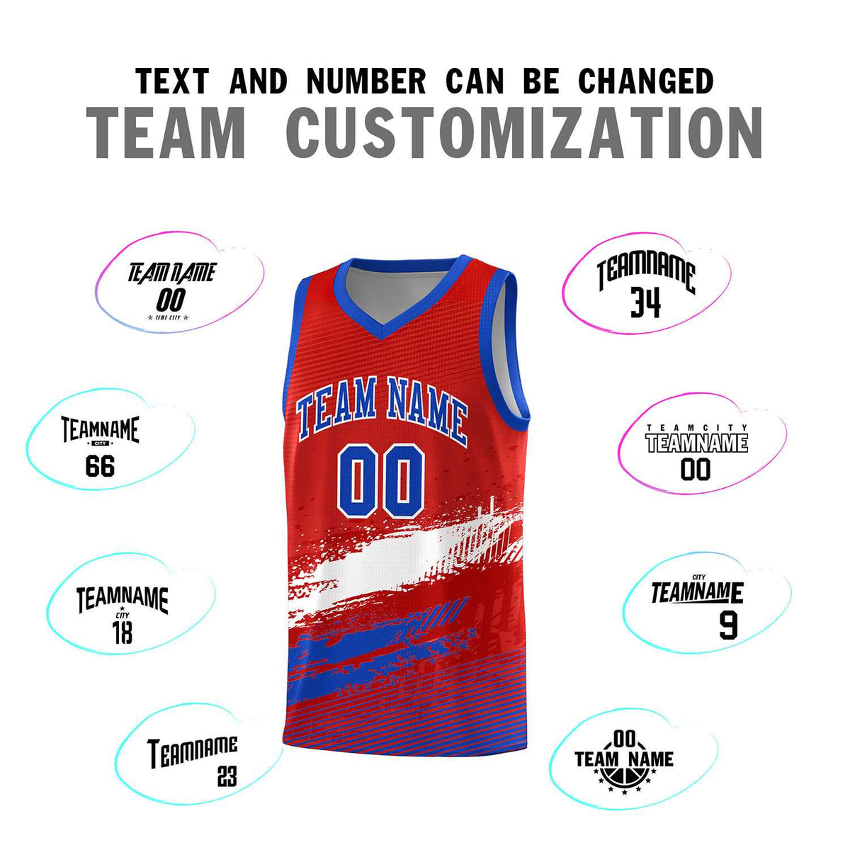 Custom Red White and Royal Graffiti Pattern Sports Uniform Basketball Jersey|KXKSHOP