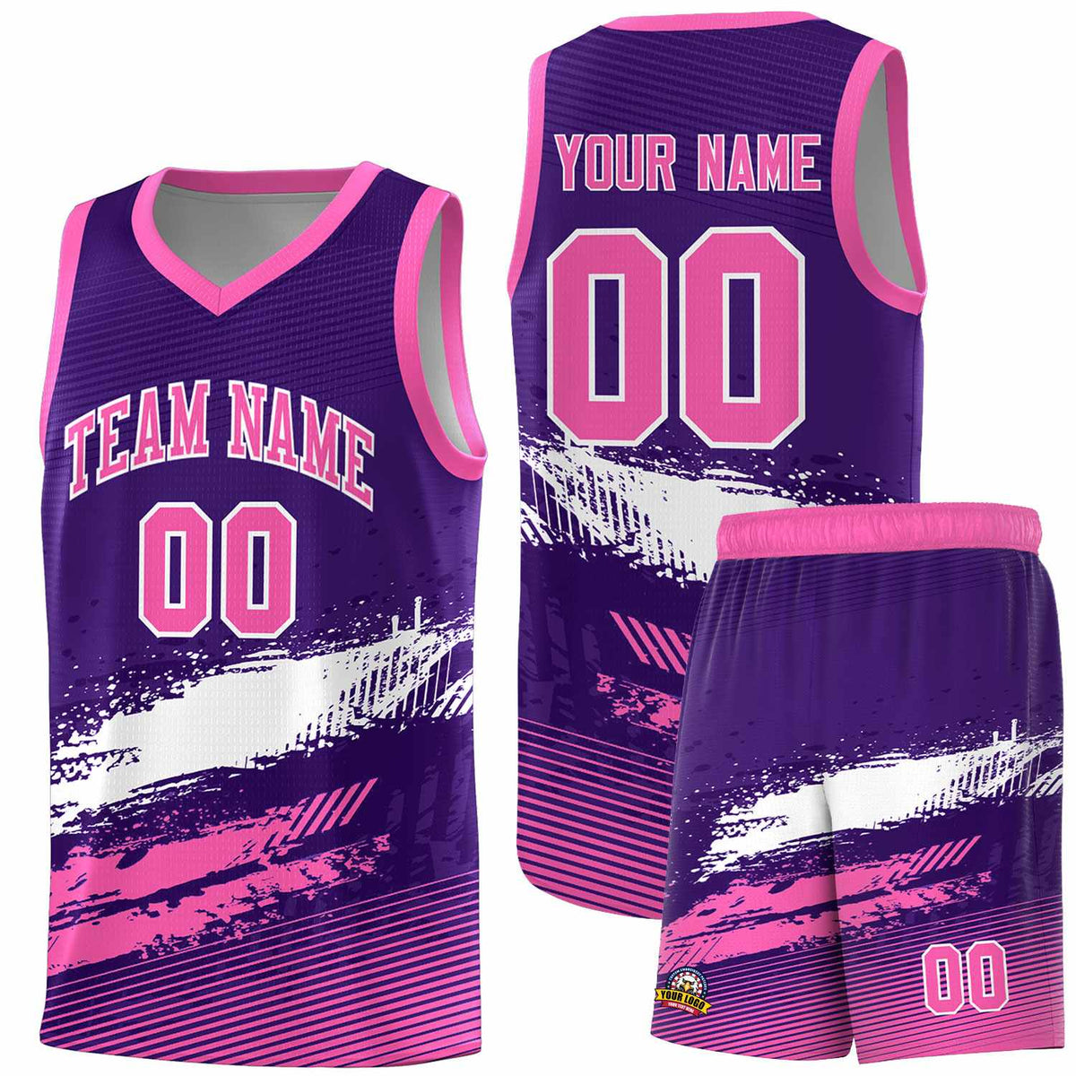 Custom Purple White and Pink Graffiti Pattern Sports Uniform Basketball Jersey|KXKSHOP