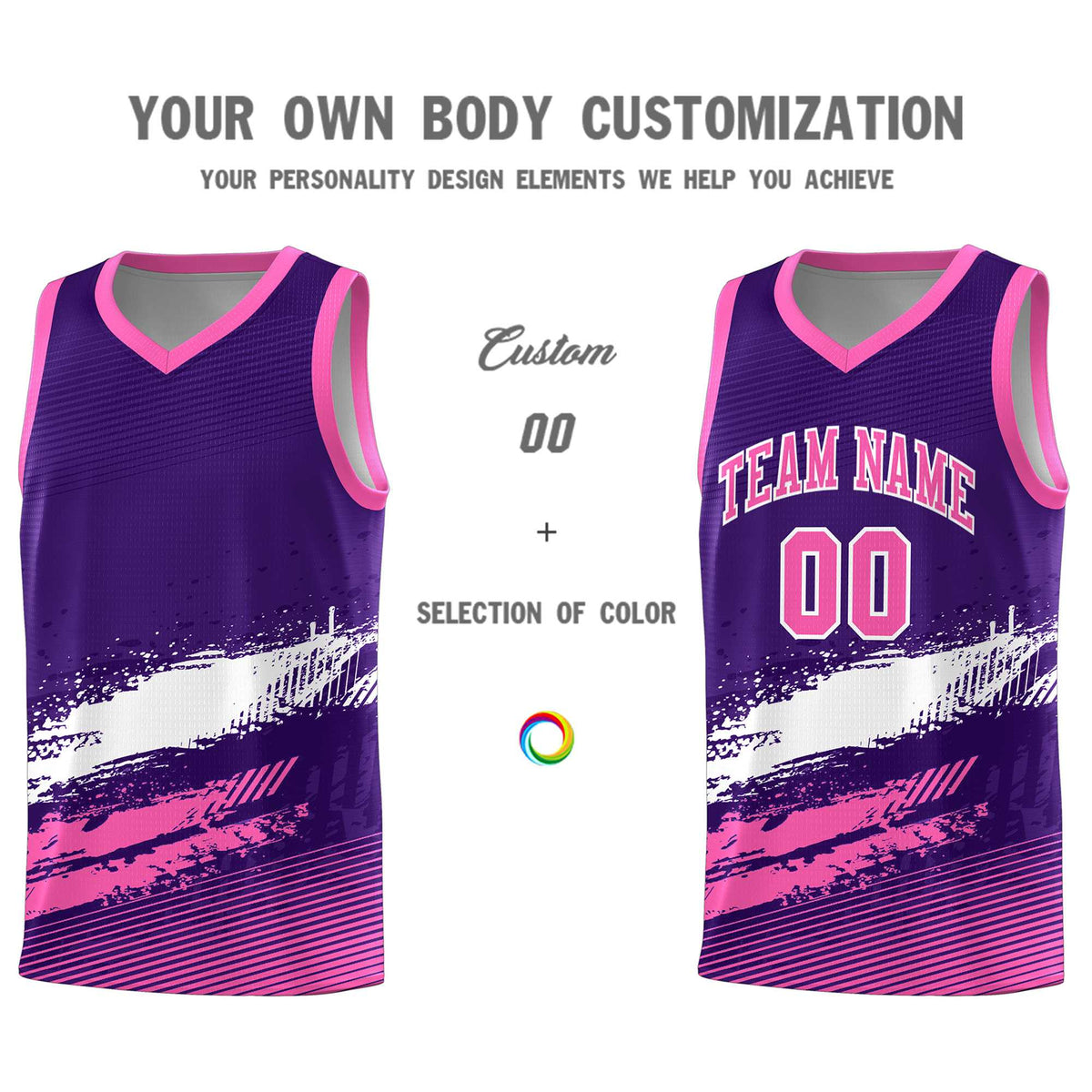 Custom Purple White and Pink Graffiti Pattern Sports Uniform Basketball Jersey|KXKSHOP