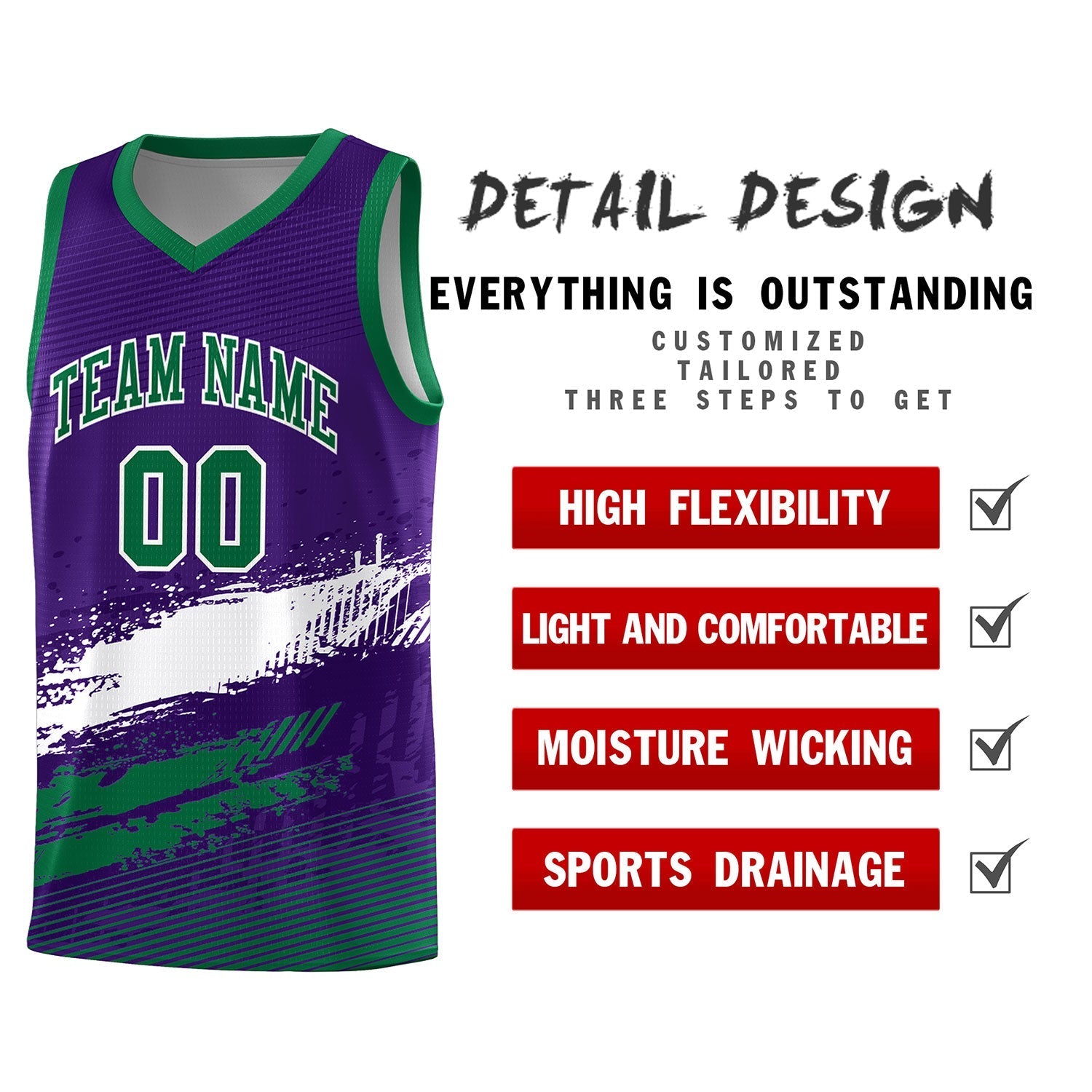 Custom Purple White and Kelly Green Graffiti Pattern Sports Uniform Basketball Jersey|KXKSHOP