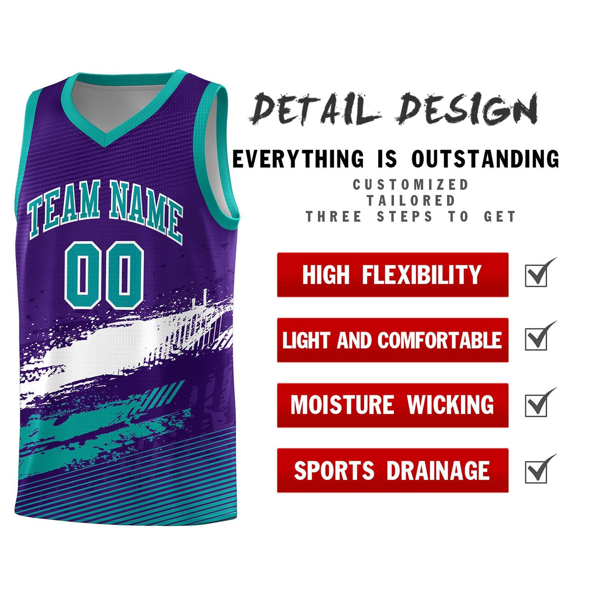 Custom Purple White and Aqua Graffiti Pattern Sports Uniform Basketball Jersey|KXKSHOP