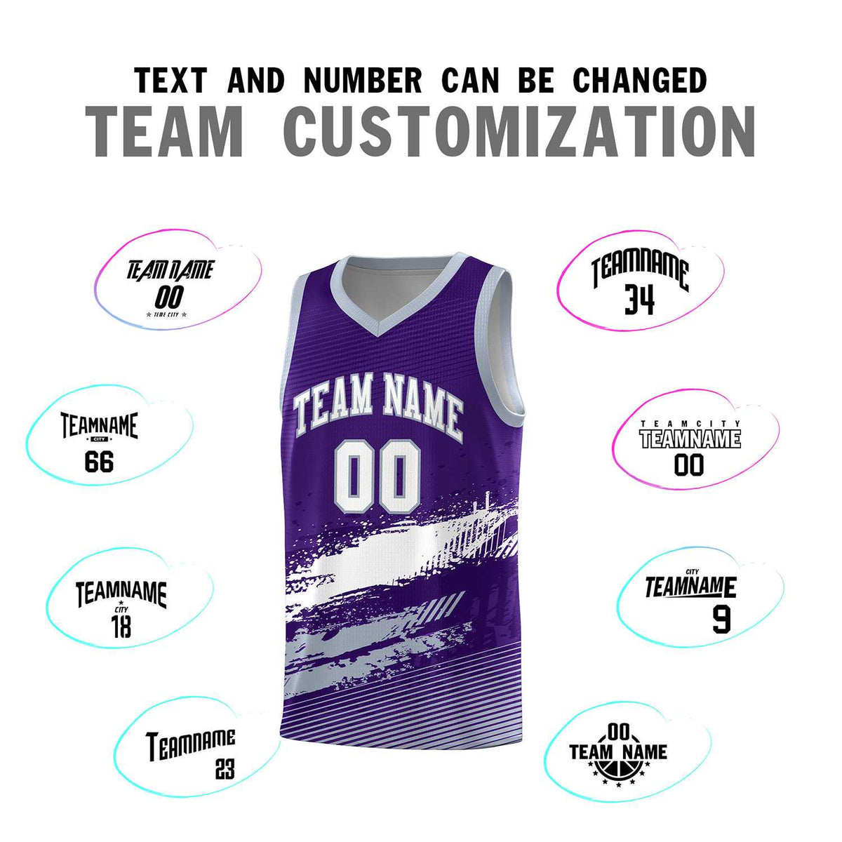 Custom Purple White and Gray Graffiti Pattern Sports Uniform Basketball Jersey|KXKSHOP