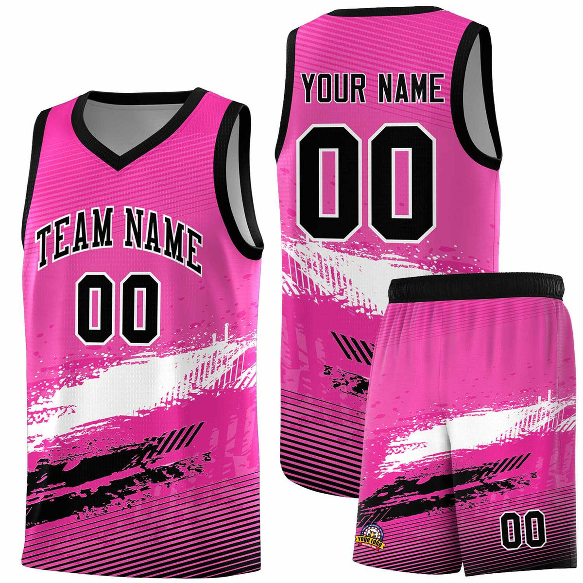 Custom Pink White and Black Graffiti Pattern Sports Uniform Basketball Jersey|KXKSHOP