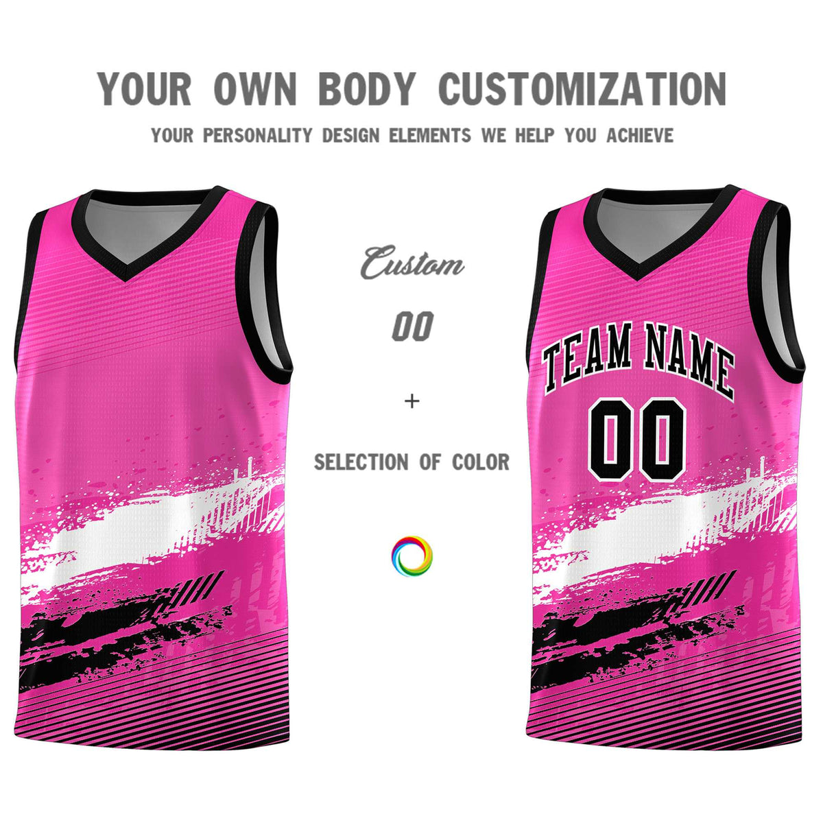 Custom Pink White and Black Graffiti Pattern Sports Uniform Basketball Jersey|KXKSHOP