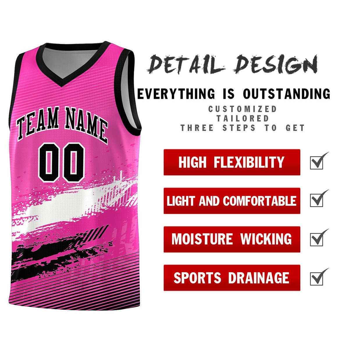 Custom Pink White and Black Graffiti Pattern Sports Uniform Basketball Jersey|KXKSHOP