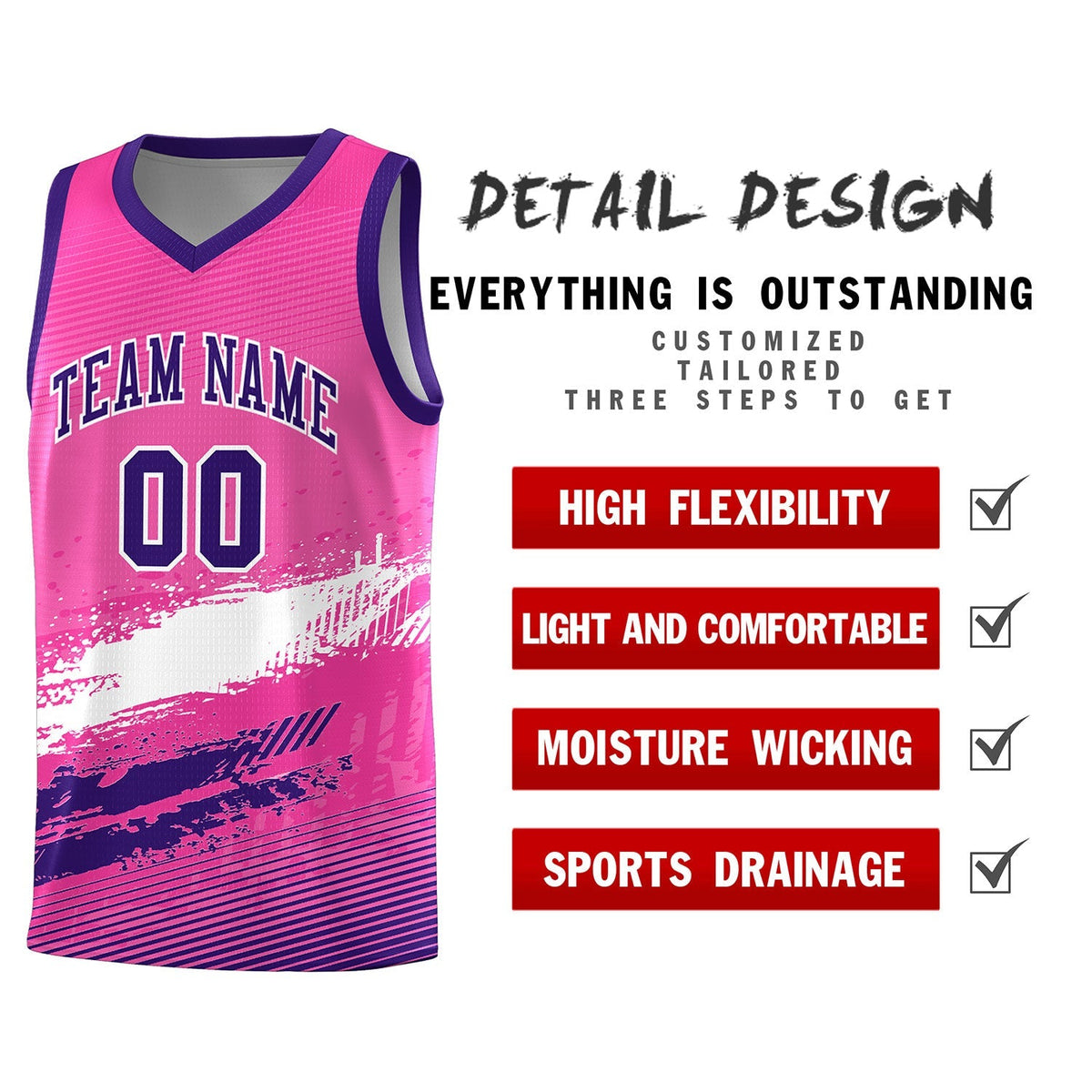 Custom Pink White and Purple Graffiti Pattern Sports Uniform Basketball Jersey|KXKSHOP
