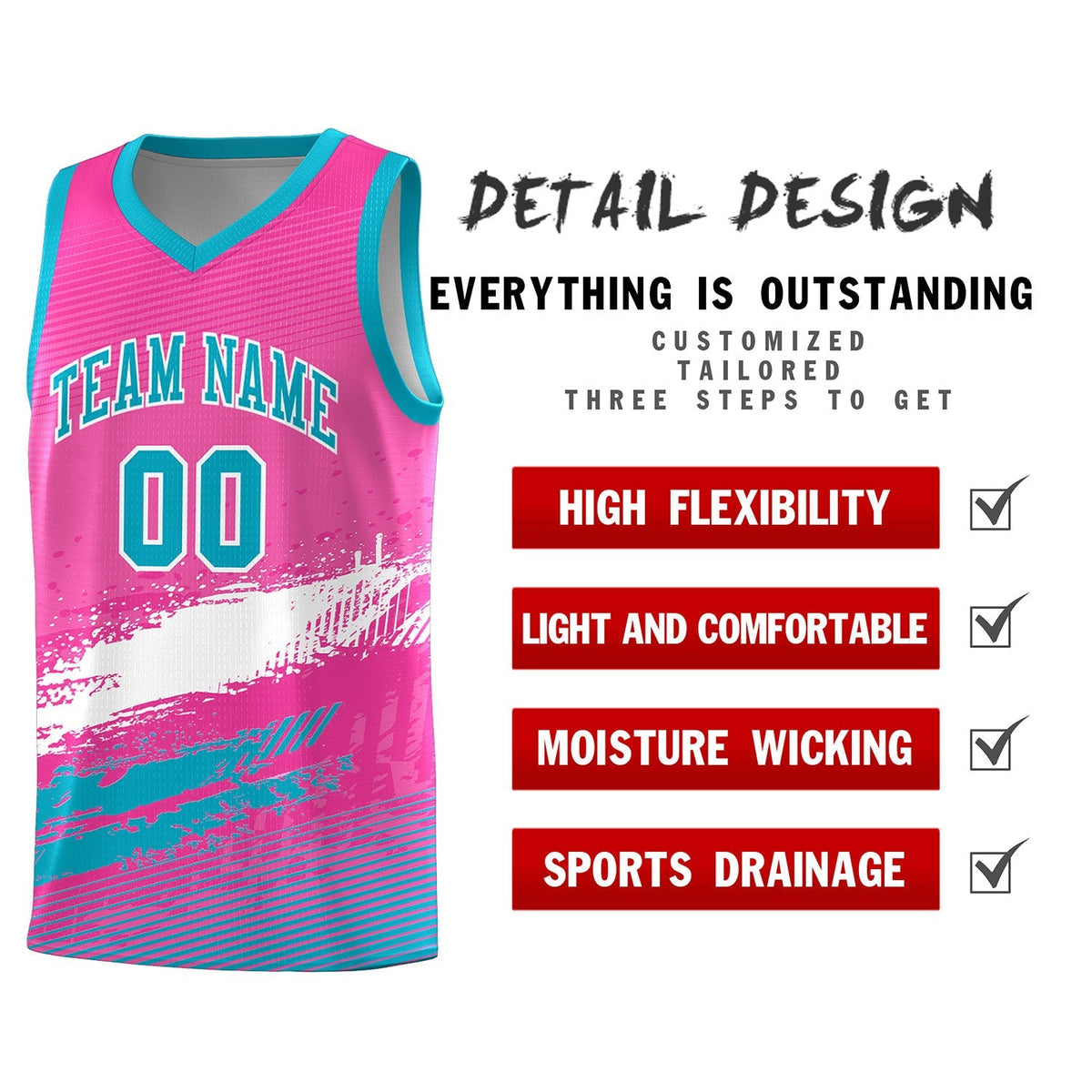 Custom Pink White and Sky Blue Graffiti Pattern Sports Uniform Basketball Jersey|KXKSHOP