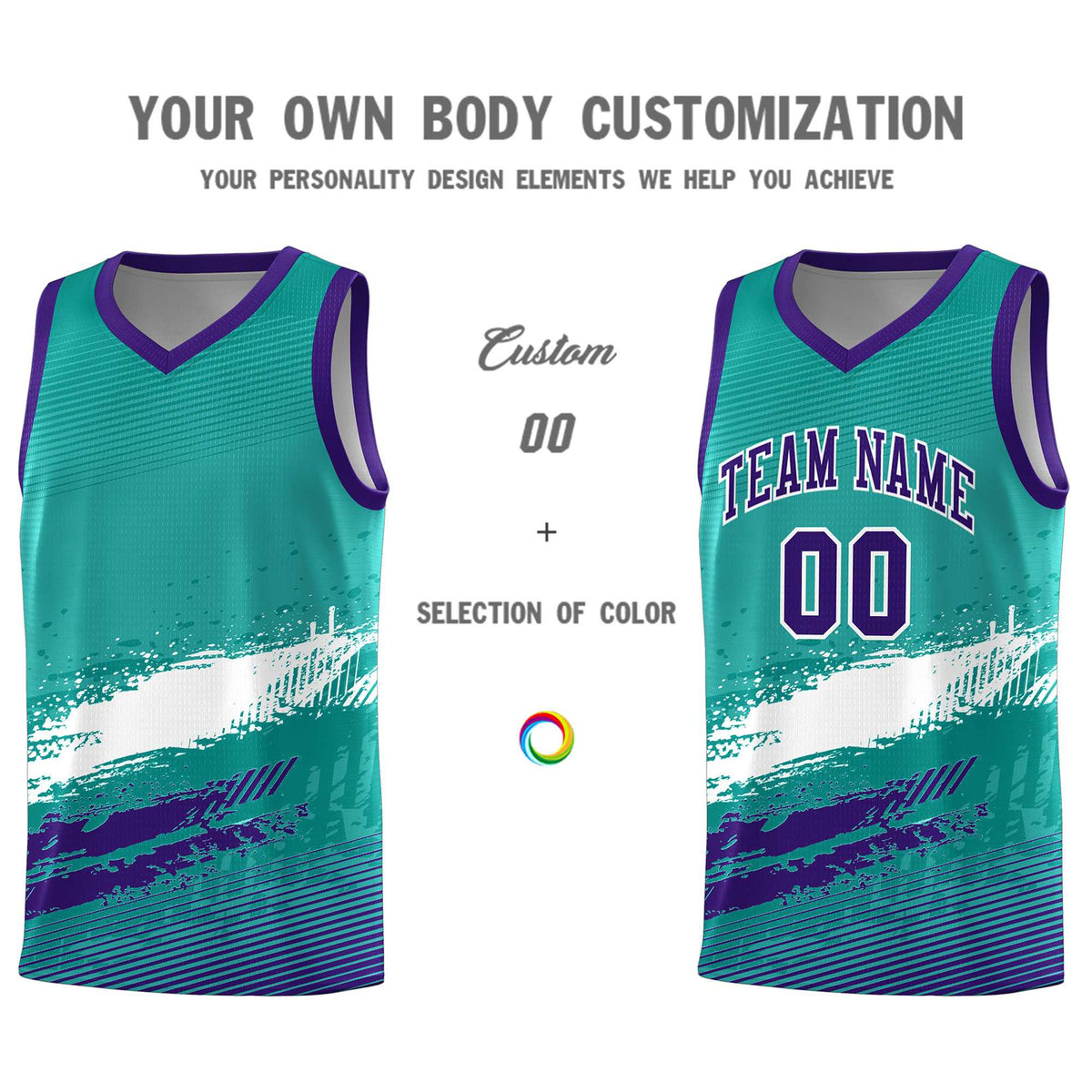 Custom Aqua White and Purple Graffiti Pattern Sports Uniform Basketball Jersey|KXKSHOP