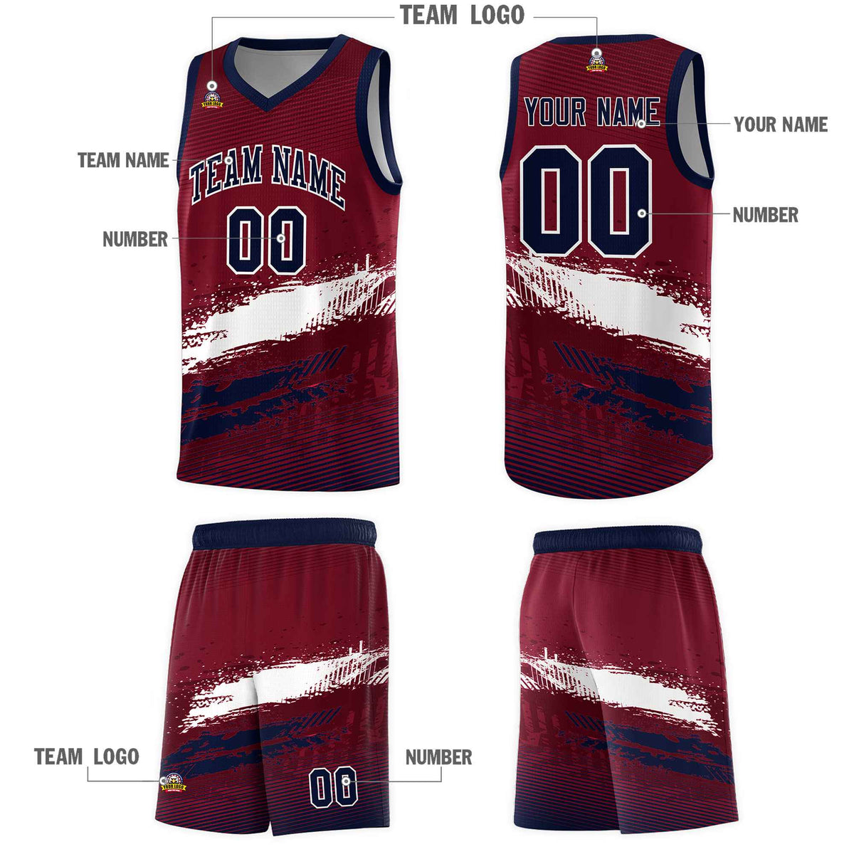 Custom Crimson White and Navy Graffiti Pattern Sports Uniform Basketball Jersey|KXKSHOP
