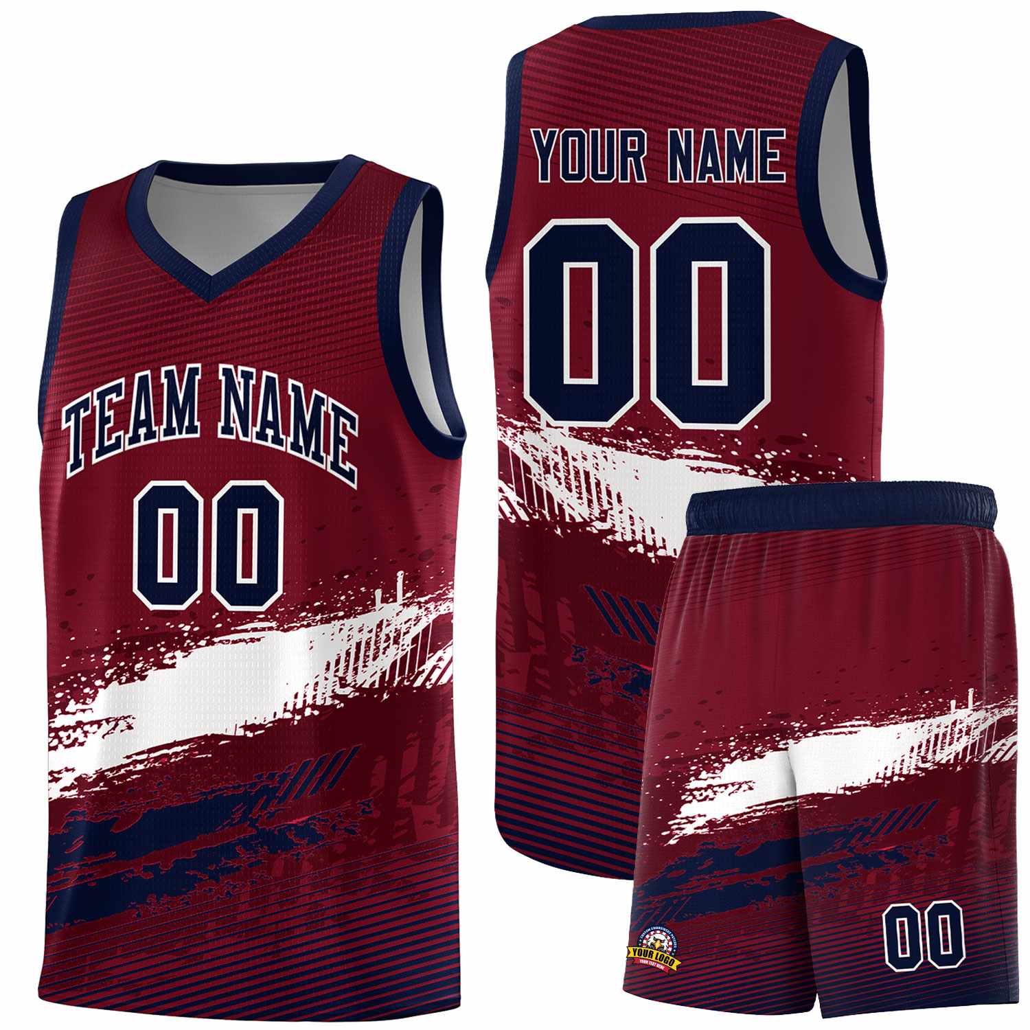 Custom Crimson White and Navy Graffiti Pattern Sports Uniform Basketball Jersey|KXKSHOP