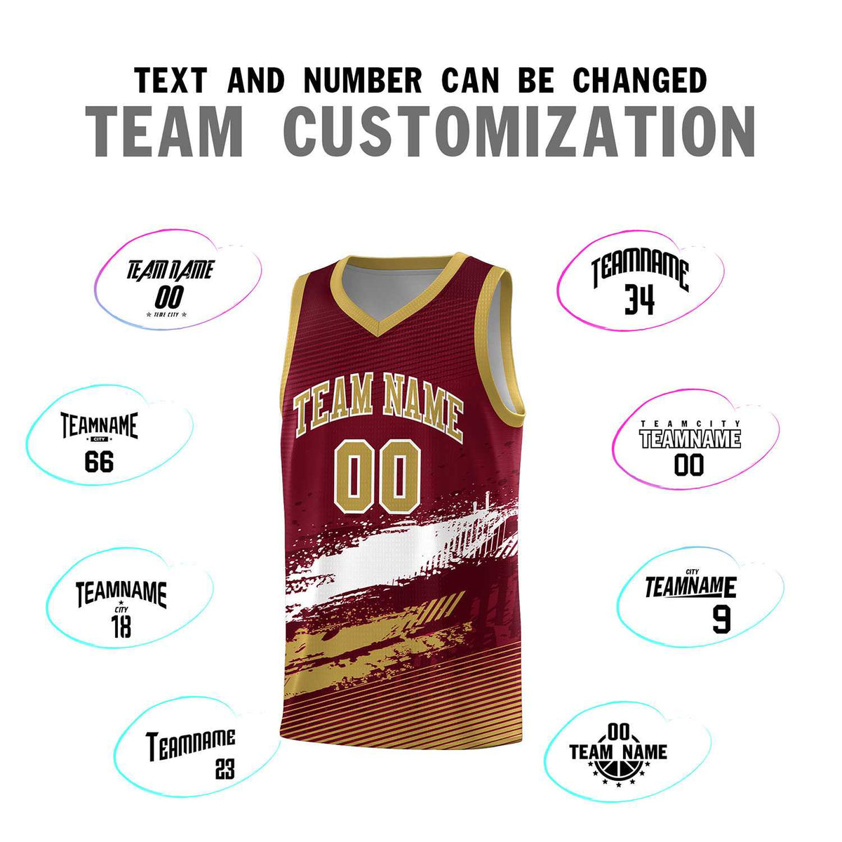 Custom Crimson White and Khaki Graffiti Pattern Sports Uniform Basketball Jersey|KXKSHOP
