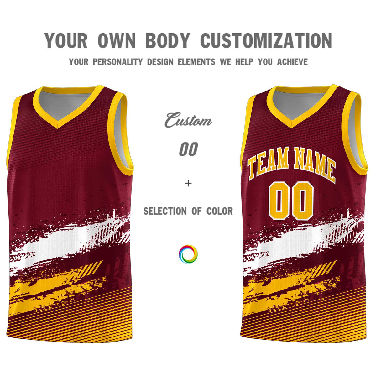 Custom Crimson White and Yellow Graffiti Pattern Sports Uniform Basketball Jersey|KXKSHOP