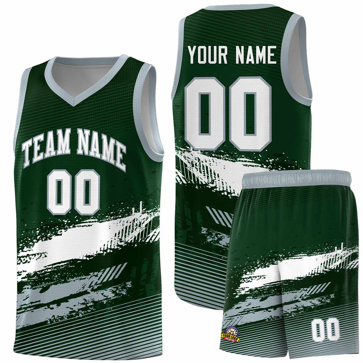 Custom Green White and Gray Graffiti Pattern Sports Uniform Basketball Jersey|KXKSHOP