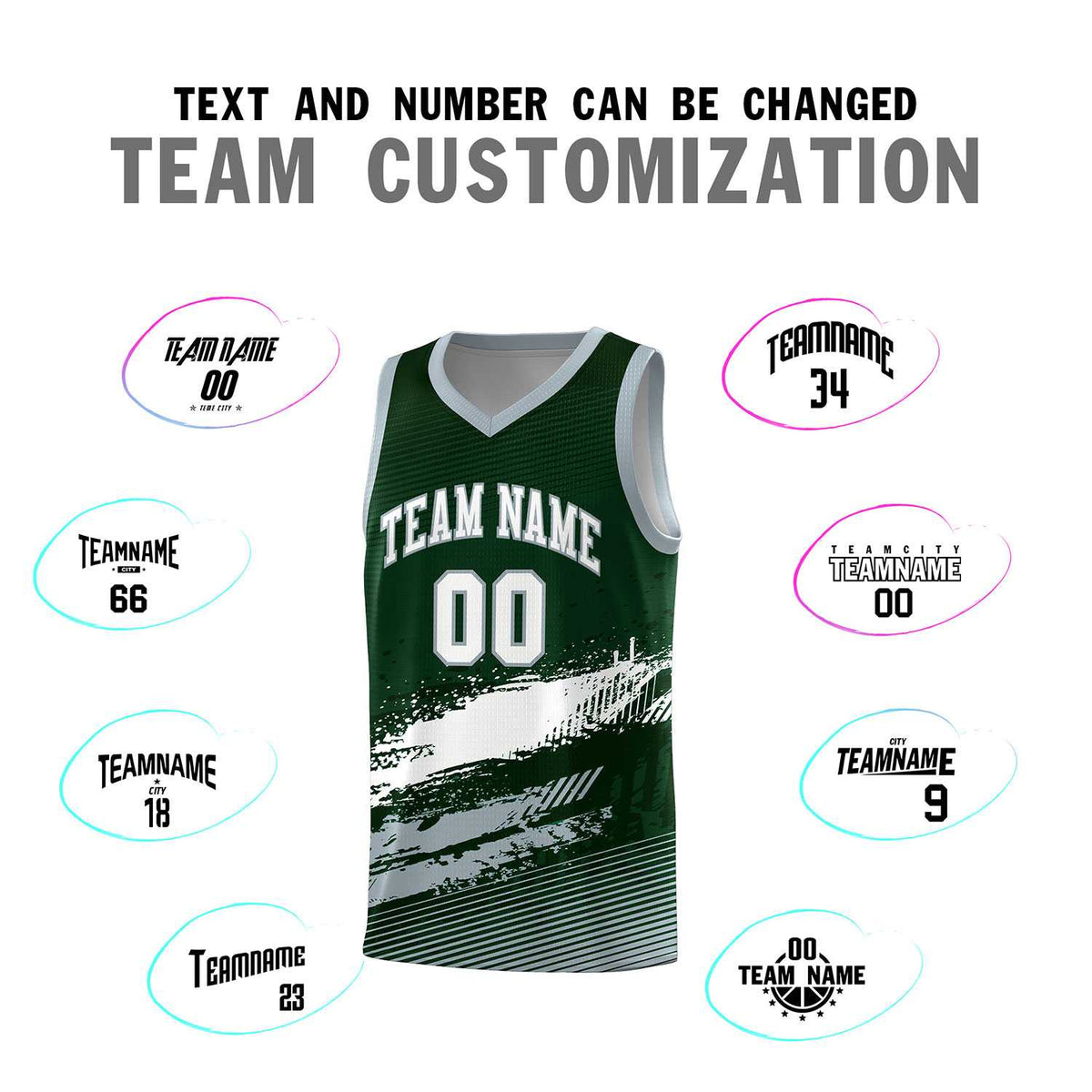 Custom Green White and Gray Graffiti Pattern Sports Uniform Basketball Jersey|KXKSHOP