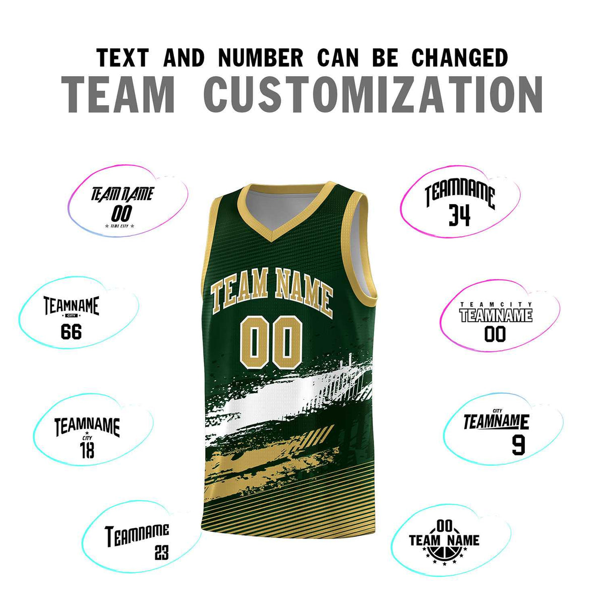 Custom Green White and Khaki Graffiti Pattern Sports Uniform Basketball Jersey|KXKSHOP