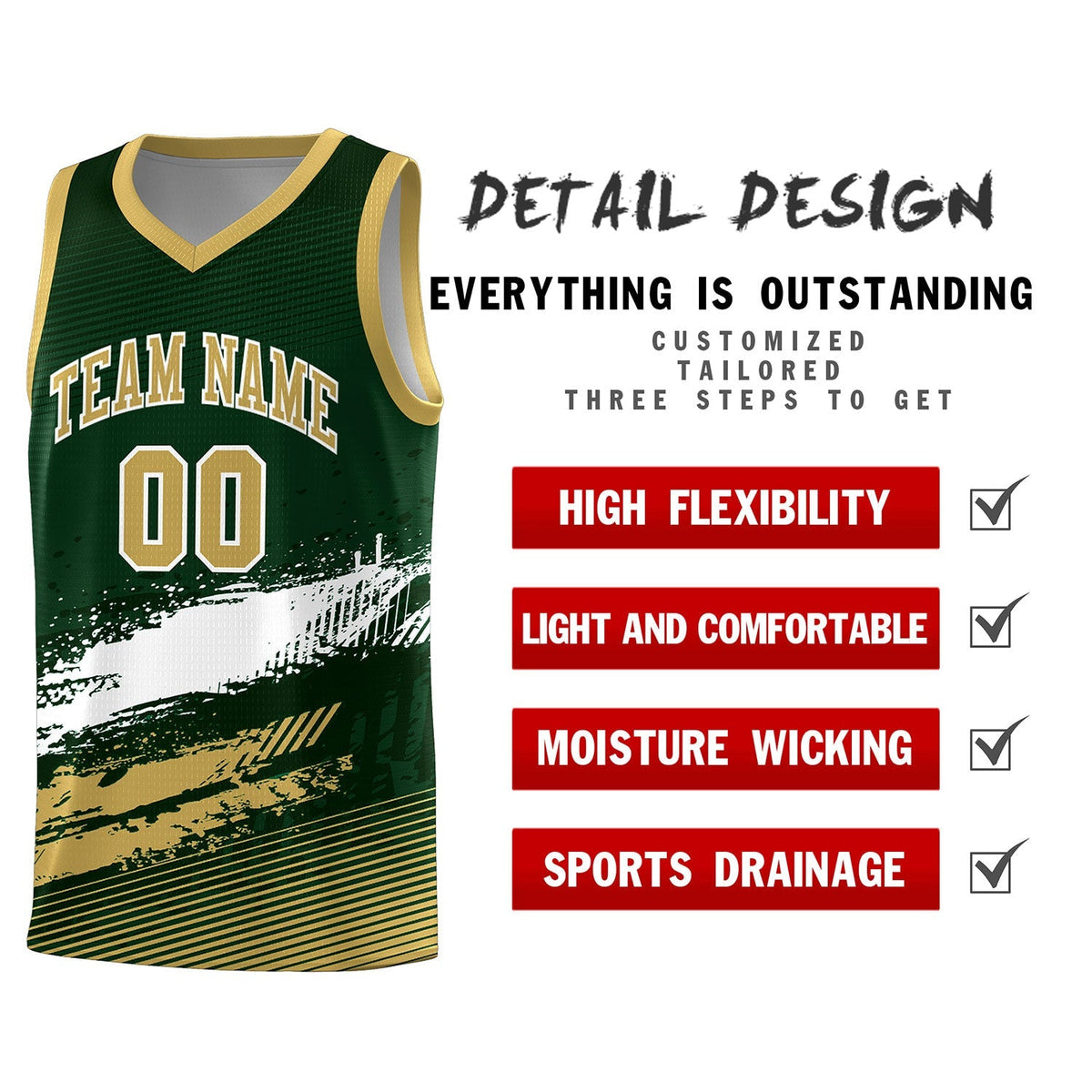 Custom Green White and Khaki Graffiti Pattern Sports Uniform Basketball Jersey|KXKSHOP