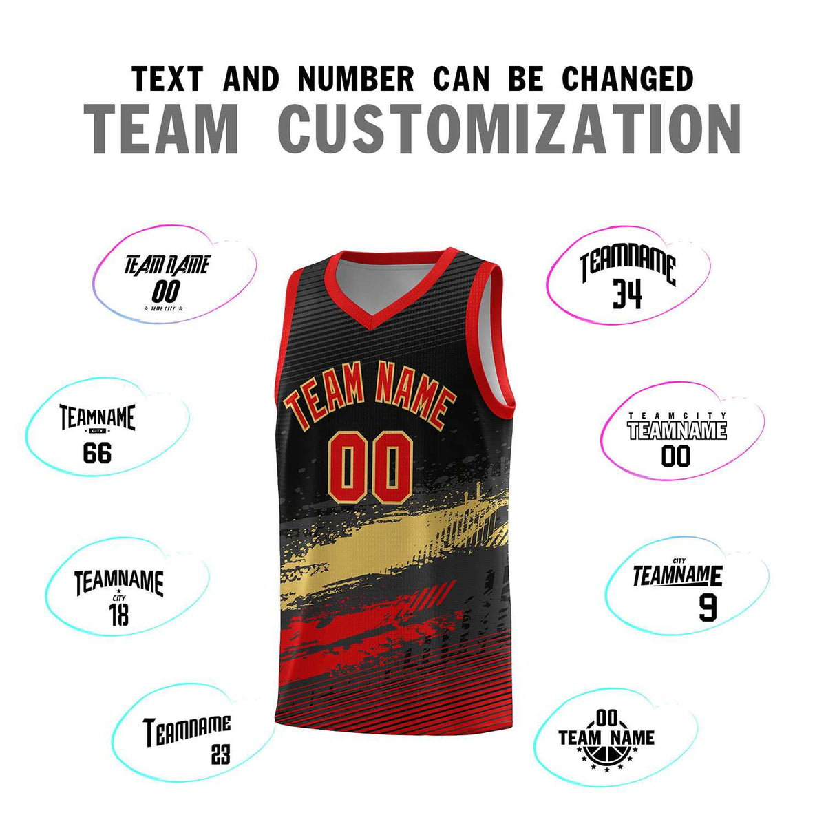 Custom Black Khaki and Red Graffiti Pattern Sports Uniform Basketball Jersey|KXKSHOP
