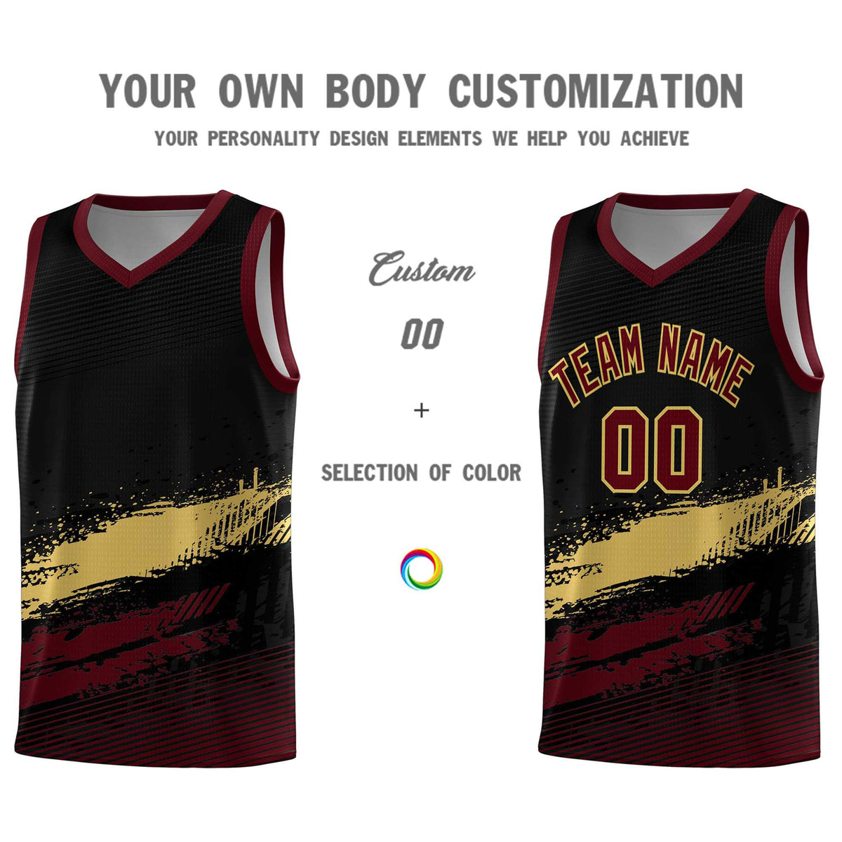 Custom Black Khaki and Red Graffiti Pattern Sports Uniform Basketball Jersey|KXKSHOP