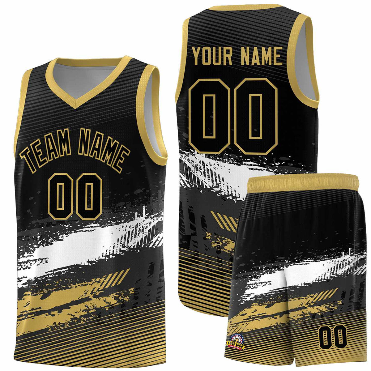 Custom Black White and Khaki Graffiti Pattern Sports Uniform Basketball Jersey|KXKSHOP