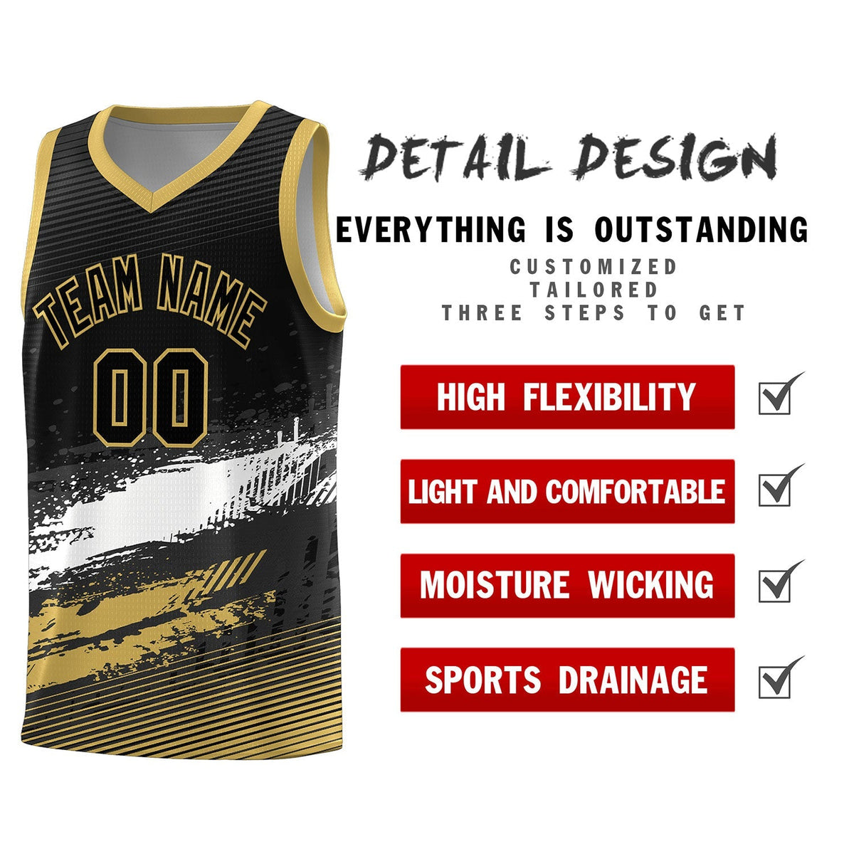 Custom Black White and Khaki Graffiti Pattern Sports Uniform Basketball Jersey|KXKSHOP