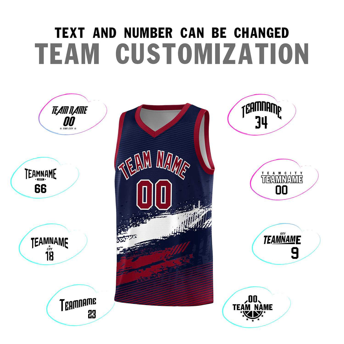 Custom Navy White and Crimson Graffiti Pattern Sports Uniform Basketball Jersey|KXKSHOP