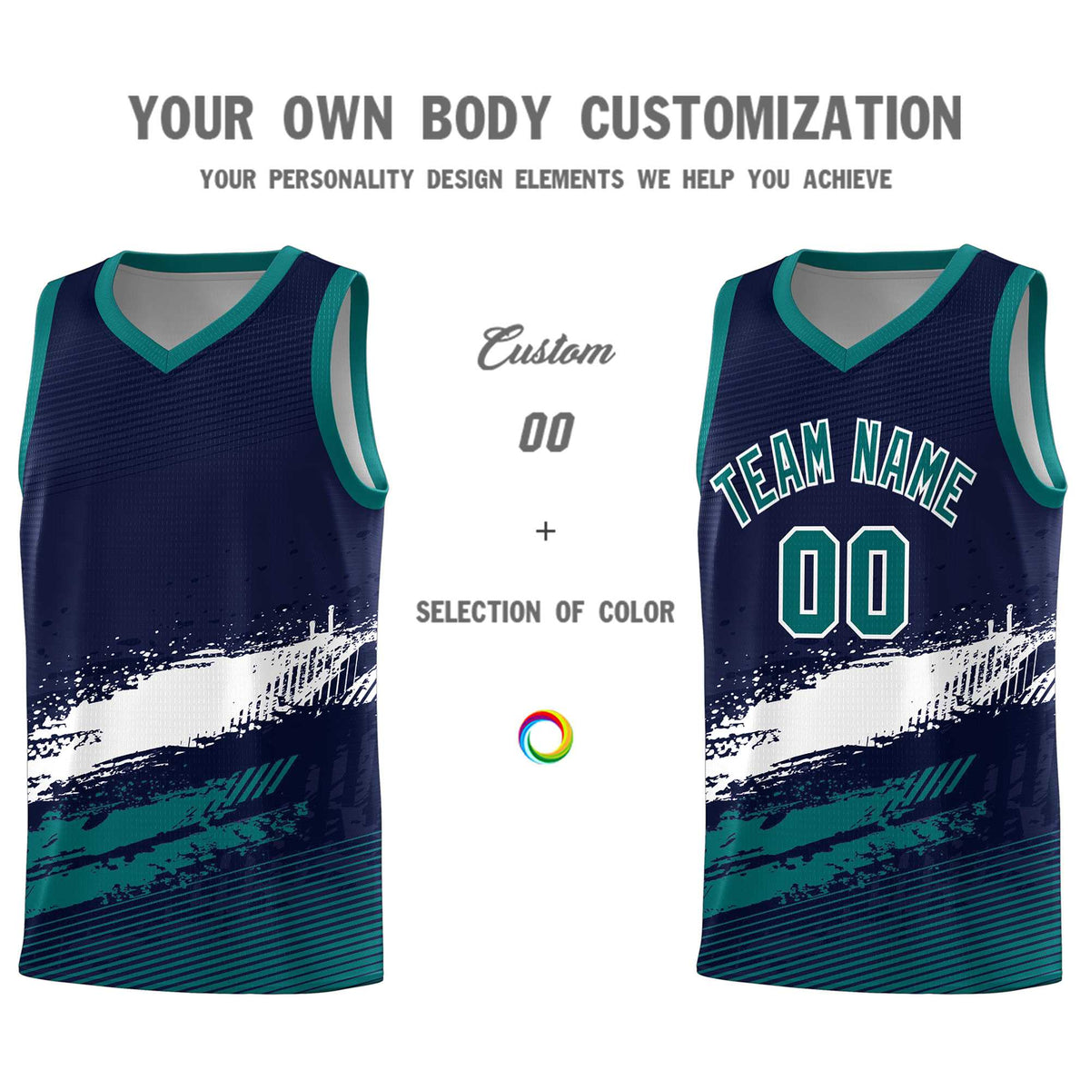 Custom Navy White and Aqua Graffiti Pattern Sports Uniform Basketball Jersey|KXKSHOP