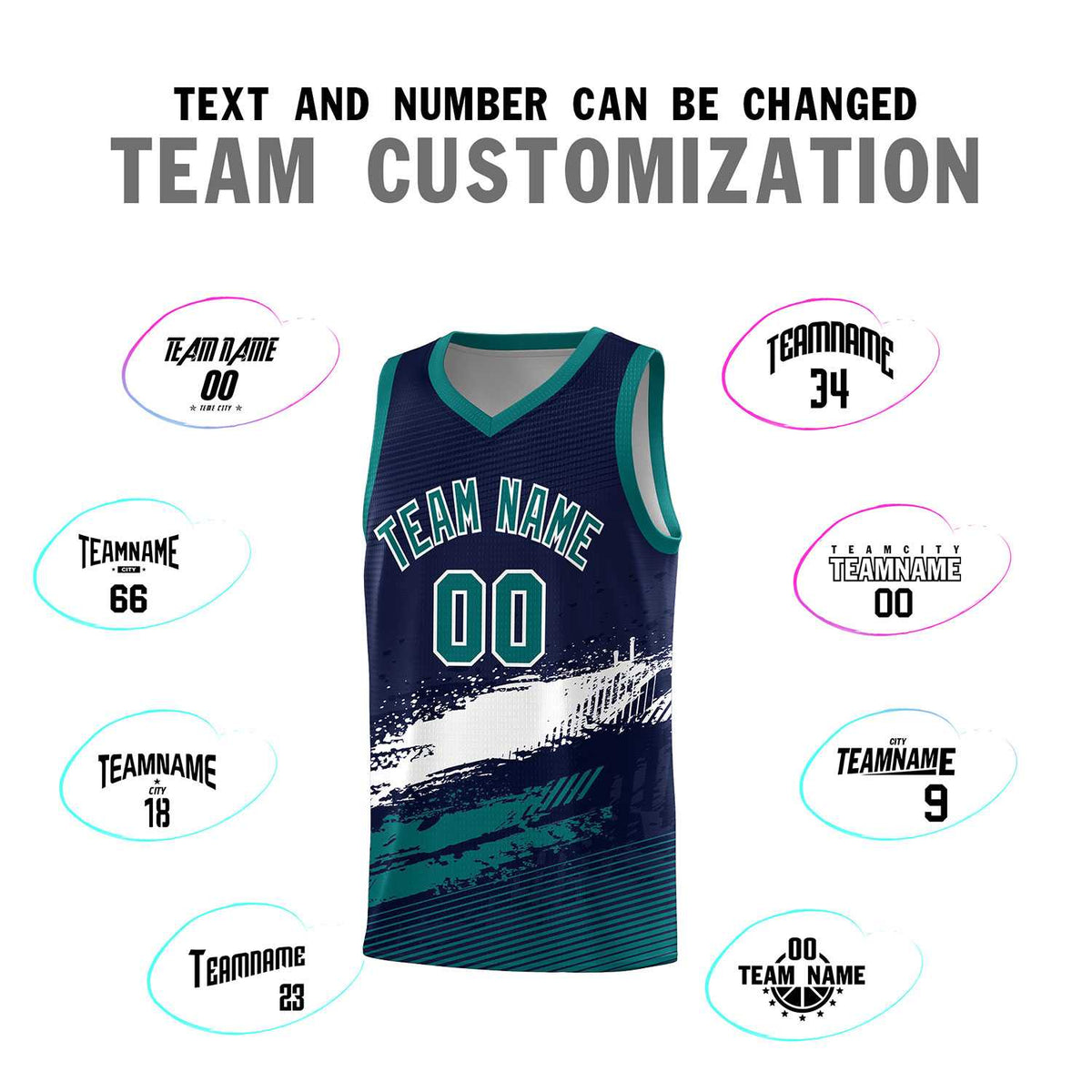Custom Navy White and Aqua Graffiti Pattern Sports Uniform Basketball Jersey|KXKSHOP