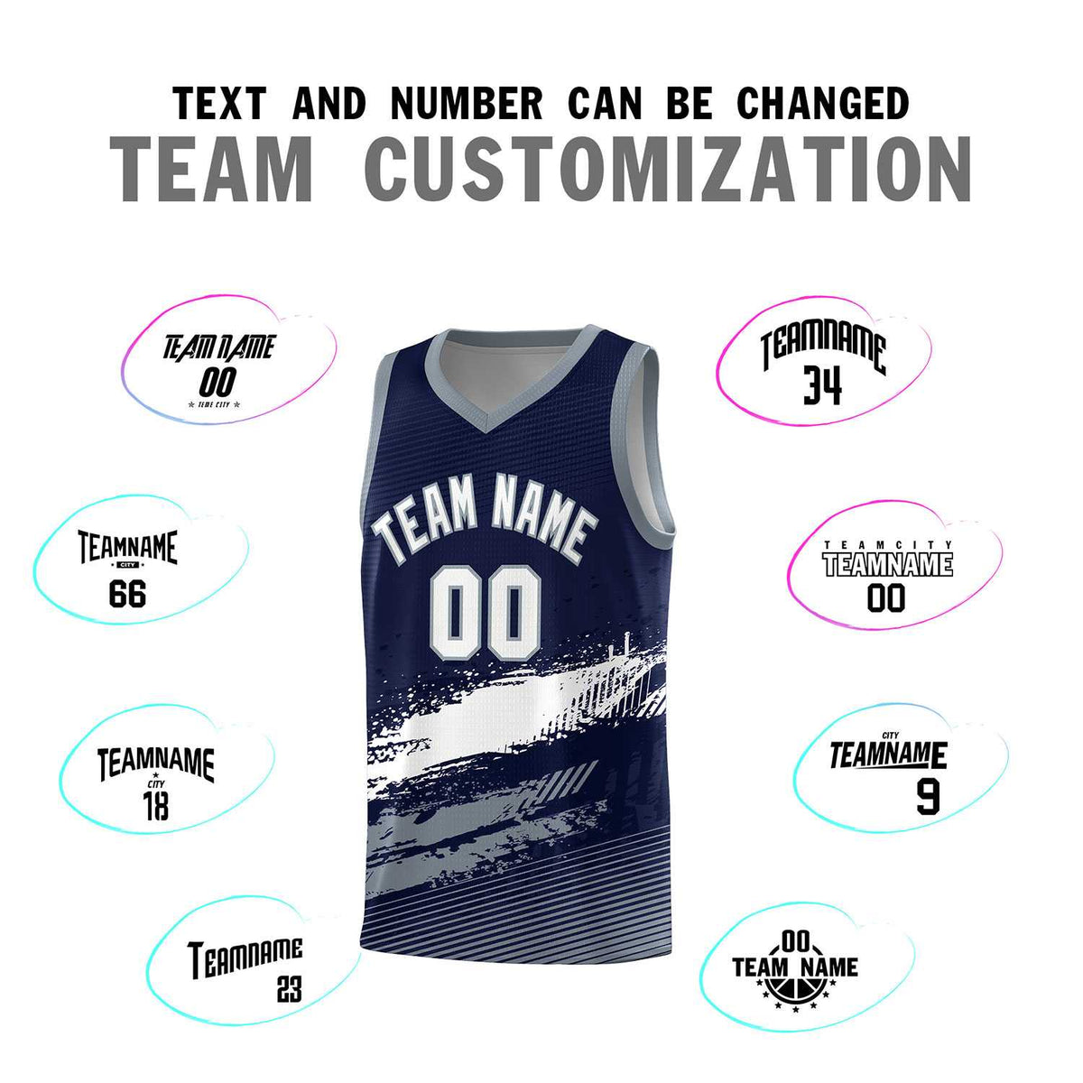 Custom Navy White and Gray Graffiti Pattern Sports Uniform Basketball Jersey|KXKSHOP