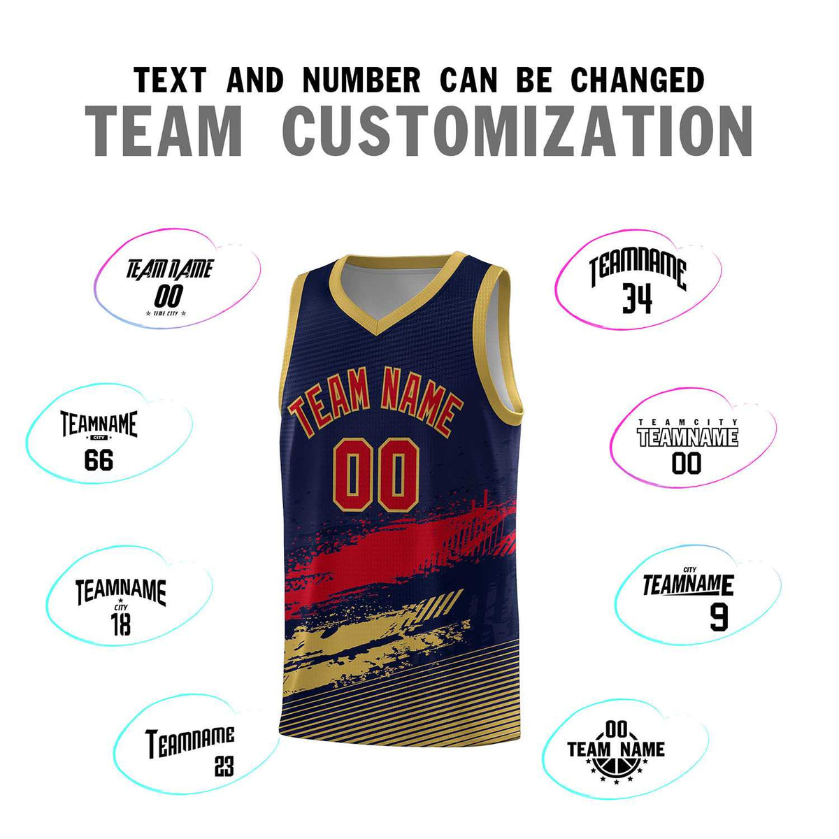 Custom Navy Red and Old Gold Graffiti Pattern Sports Uniform Basketball Jersey|KXKSHOP