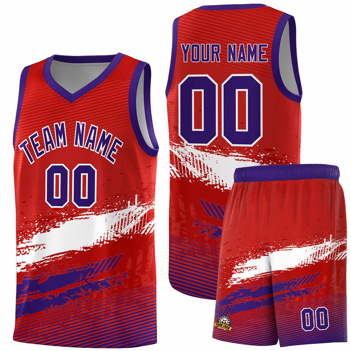 Custom Red White and Purple Graffiti Pattern Sports Uniform Basketball Jersey|KXKSHOP