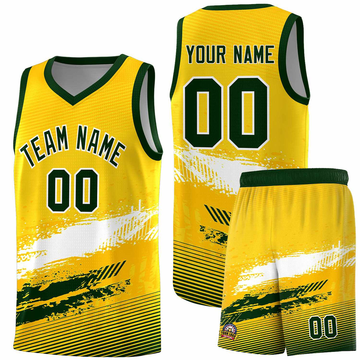 Custom Yellow White and Green Graffiti Pattern Sports Uniform Basketball Jersey|KXKSHOP