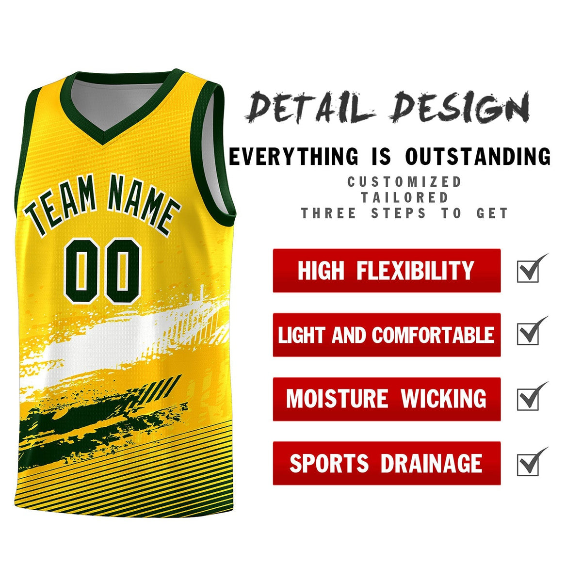 Custom Yellow White and Green Graffiti Pattern Sports Uniform Basketball Jersey|KXKSHOP