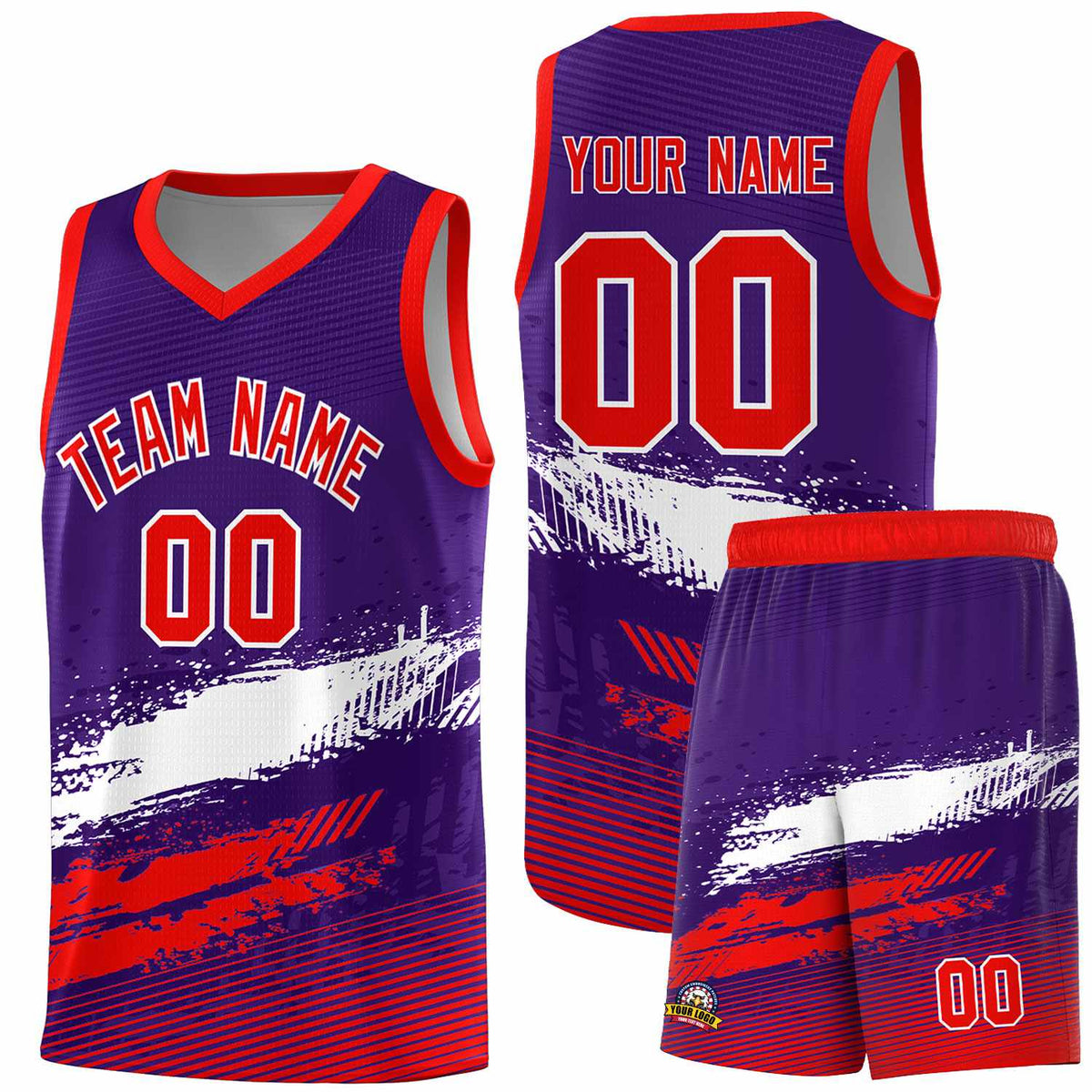 Custom Purple White and Red Graffiti Pattern Sports Uniform Basketball Jersey|KXKSHOP