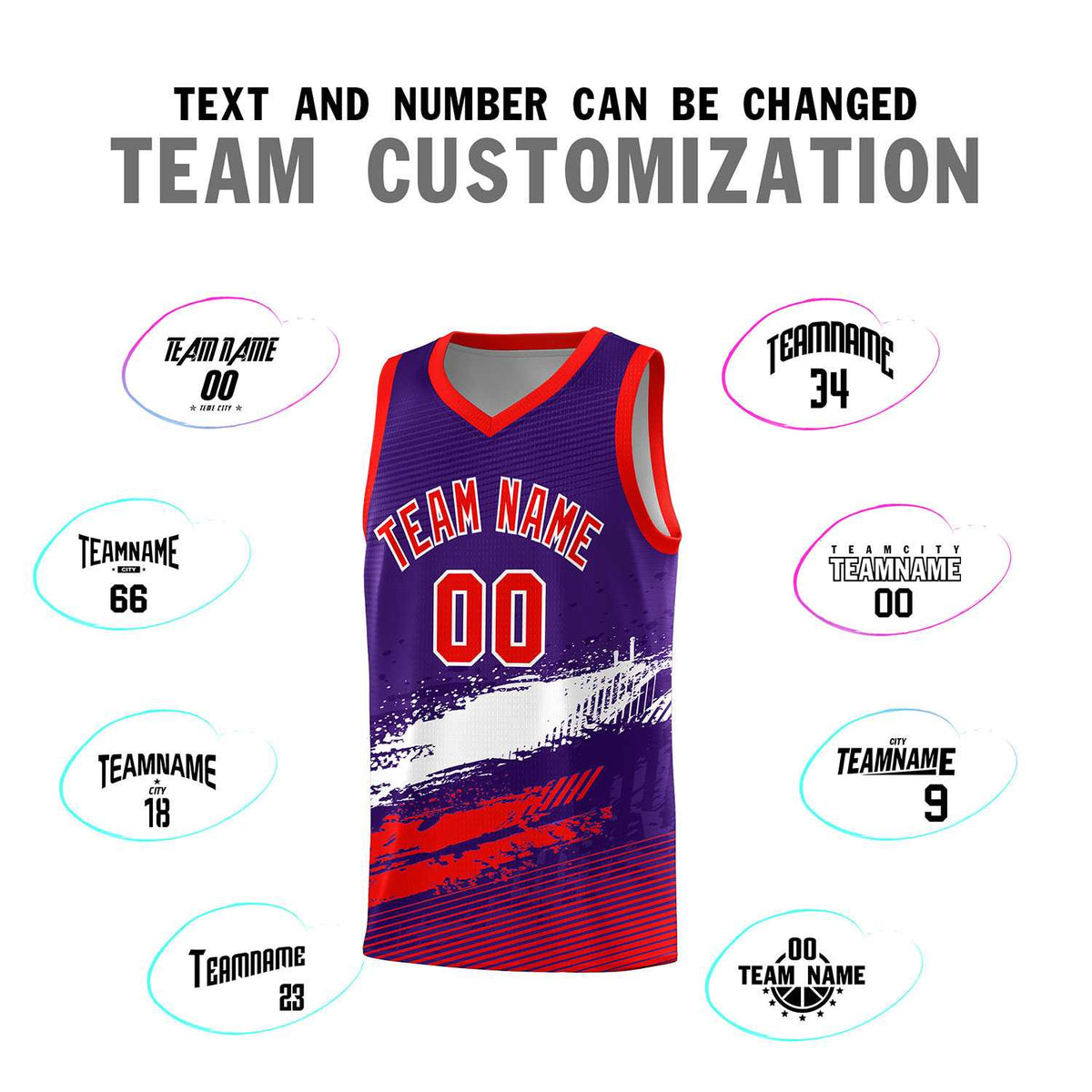 Custom Purple White and Red Graffiti Pattern Sports Uniform Basketball Jersey|KXKSHOP