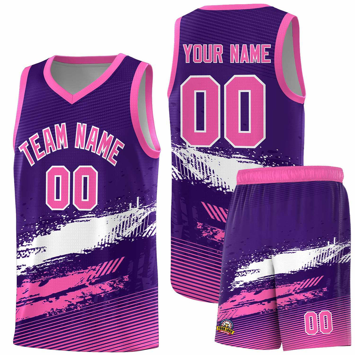 Custom Purple White and Pink Graffiti Pattern Sports Uniform Basketball Jersey|KXKSHOP