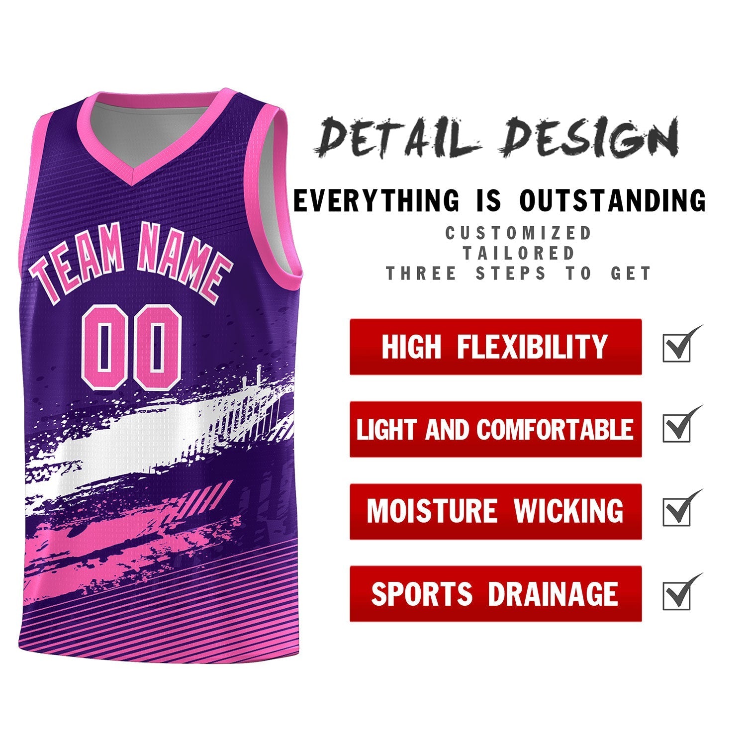 Custom Purple White and Pink Graffiti Pattern Sports Uniform Basketball Jersey|KXKSHOP