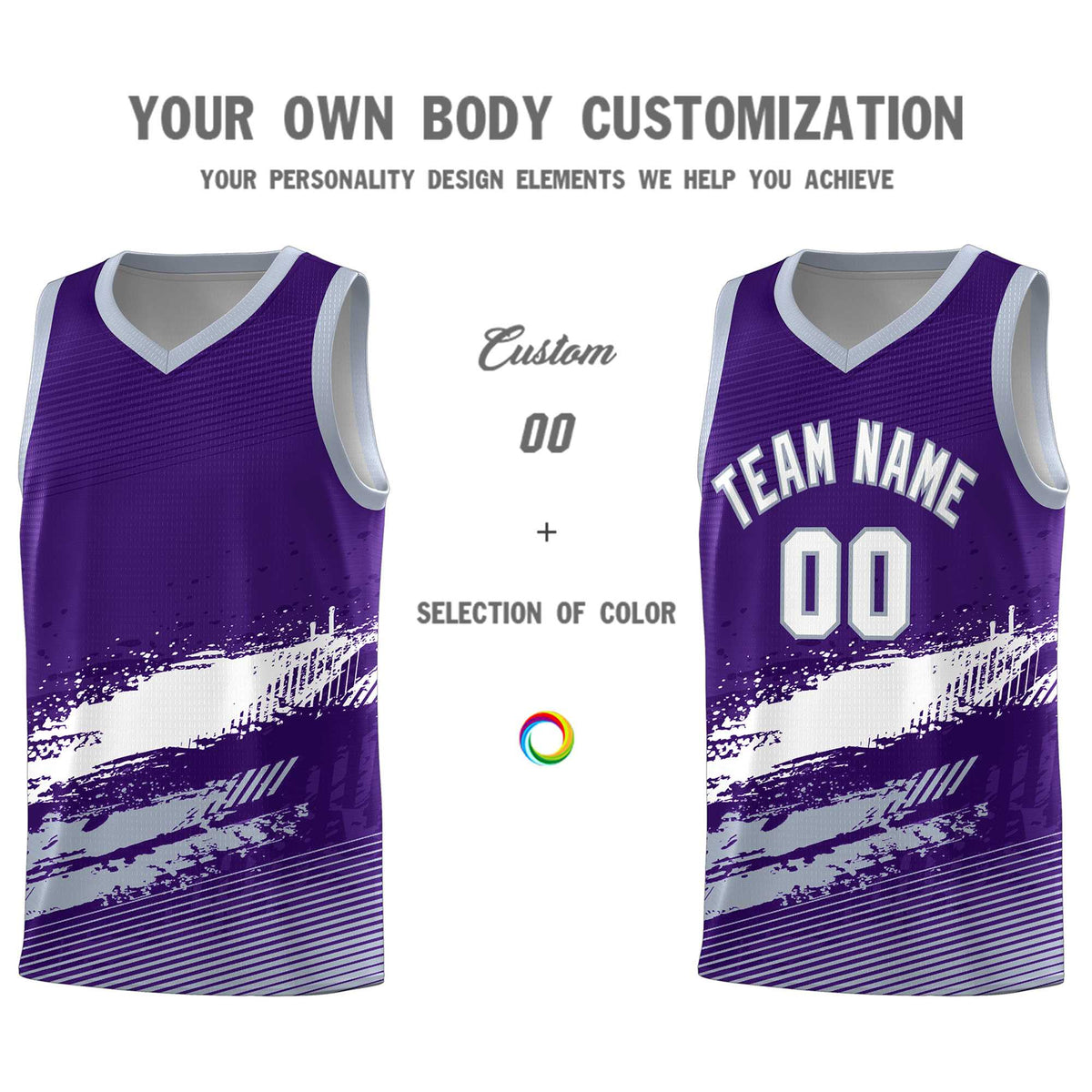 Custom Purple White and Gray Graffiti Pattern Sports Uniform Basketball Jersey|KXKSHOP