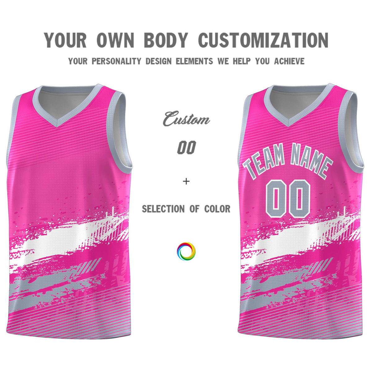 Custom Pink White and Gray Graffiti Pattern Sports Uniform Basketball Jersey|KXKSHOP