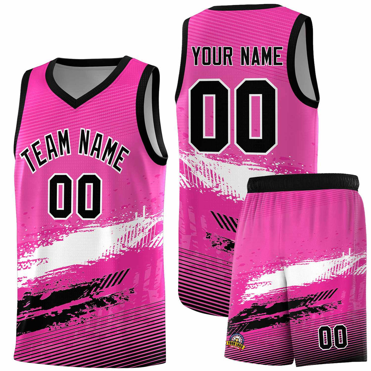 Custom Pink White and Black Graffiti Pattern Sports Uniform Basketball Jersey|KXKSHOP