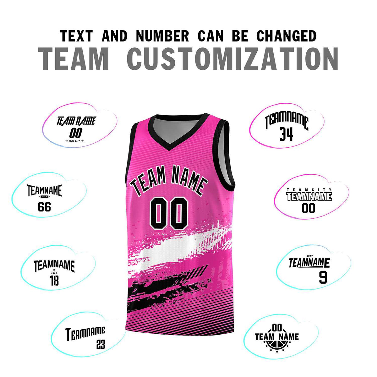 Custom Pink White and Black Graffiti Pattern Sports Uniform Basketball Jersey|KXKSHOP