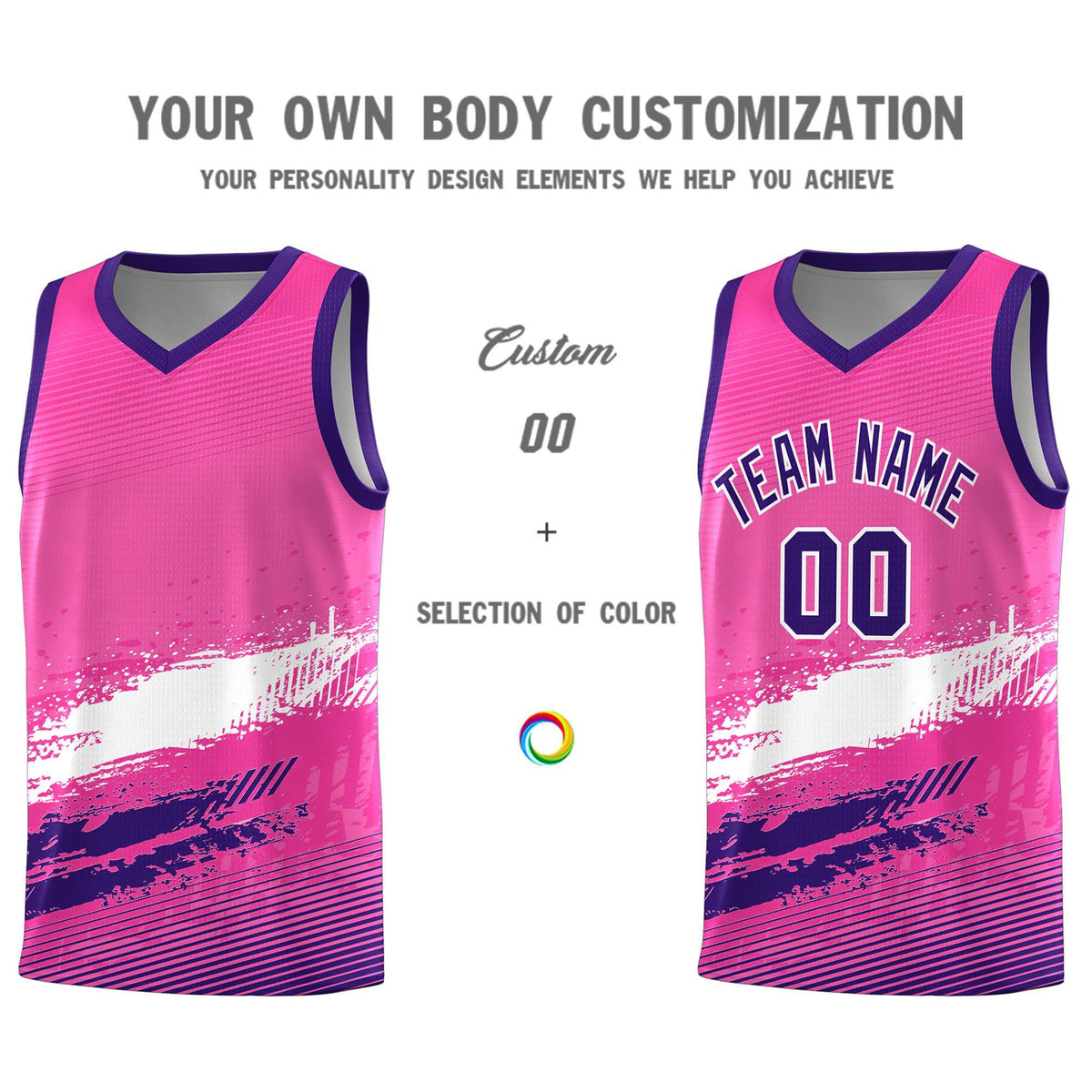 Custom Pink White and Purple Graffiti Pattern Sports Uniform Basketball Jersey|KXKSHOP